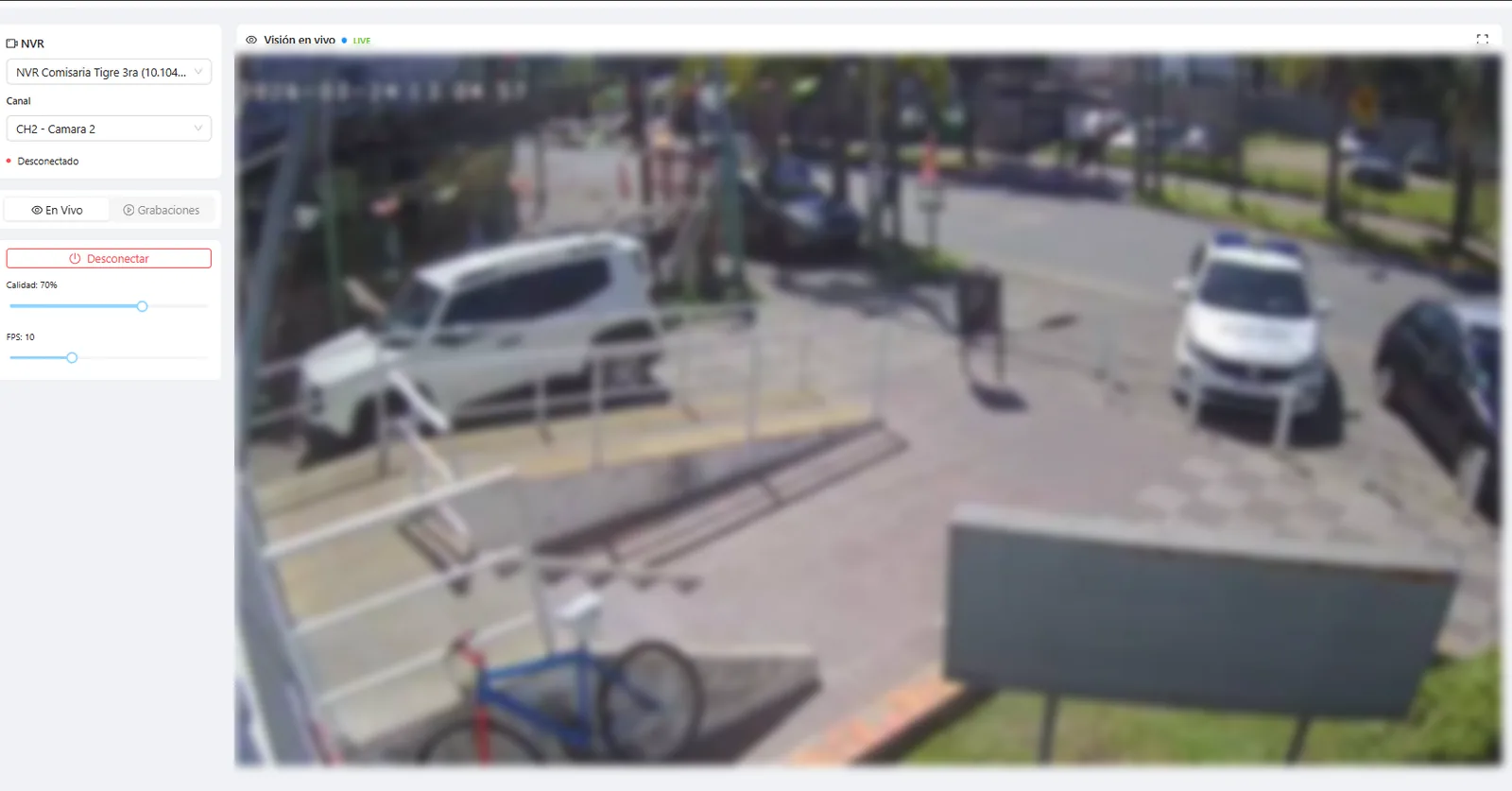 Gestión forense de video del NVR, con playback de cámara y marca de tiempo